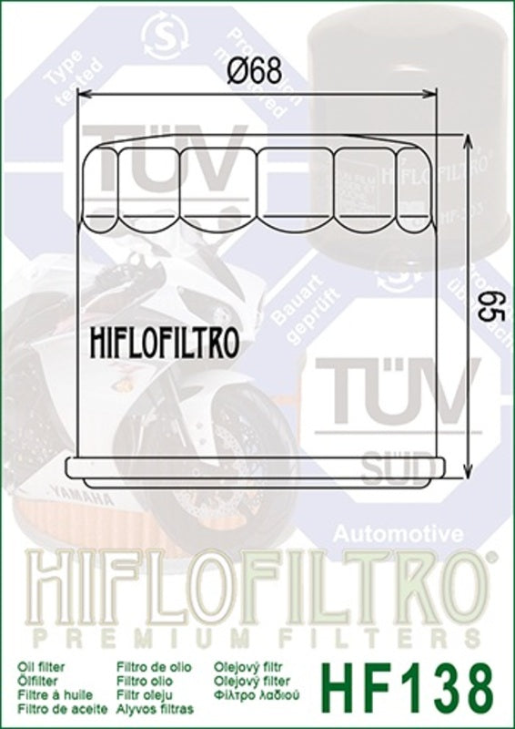 HIFLOFILTRO Racing Oil Filter - HF138RC HF138RC