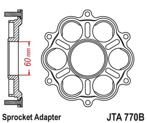 JT -Sprocks hinterer Kettenradträger - 6 Silentbloc Ducati Panigale/Monster Jta770b