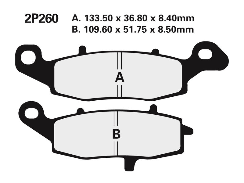 NISSIN Street Semi-Metallische Bremsbeläge - 2P-260NS 2P-260NS 