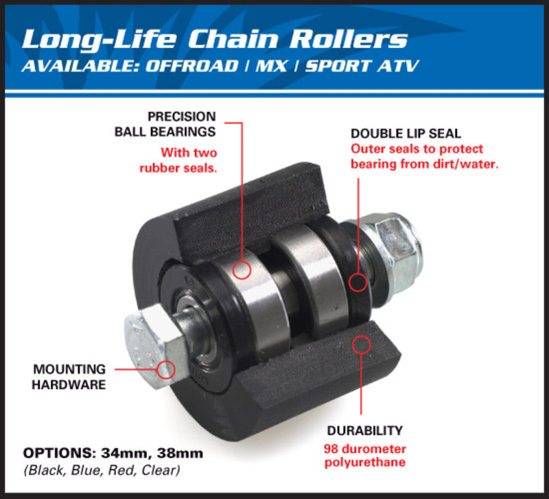 ALL BALLS Upper/Lower Chain Roller Black 79-5008