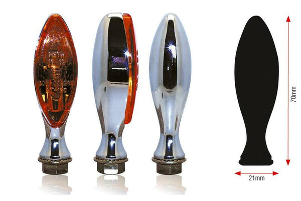 Bihr Elise Blinker - Chromed Metall mit Orangenobjektiv | Universal 02-130che (Paar)