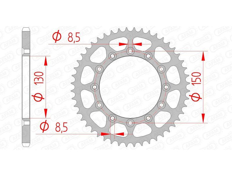 Afam Steel Self -Cleaning Heck -Kettenrad 12323 - 520