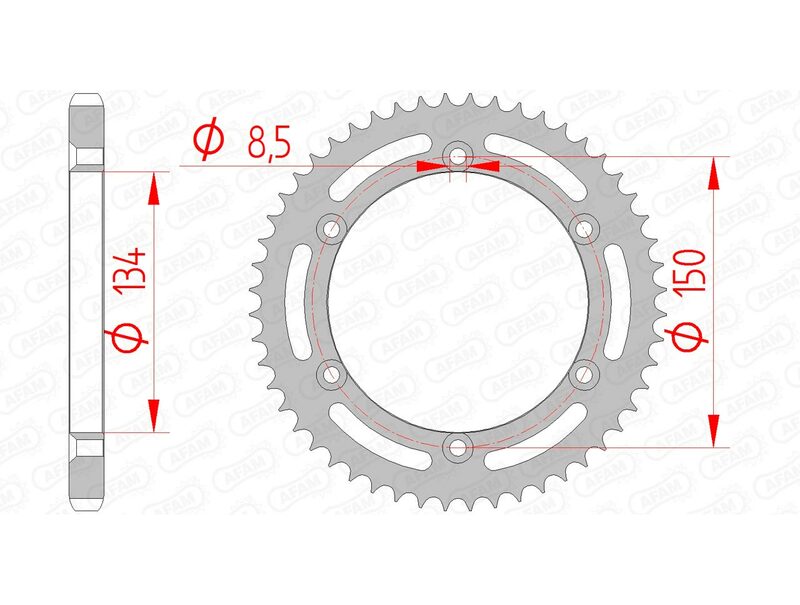 Afam Steel Standard Heck -Kettenrad 16207 - 428