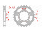 AFAM Steel Standard bakdrev 16900530 med tekniska specifikationer. Perfekt reservdel för Kawasaki ZZR 1400-modeller från 2006 till 2020.