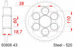 AFAM Steel Standard Rear Sprock 50806 - 520