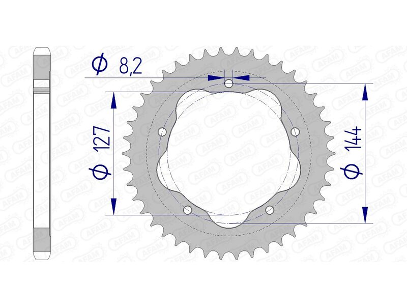 Afam Aluminium Heckrad 51608 - 525 - benötigt einen Afam -Heck -Kettenradträger