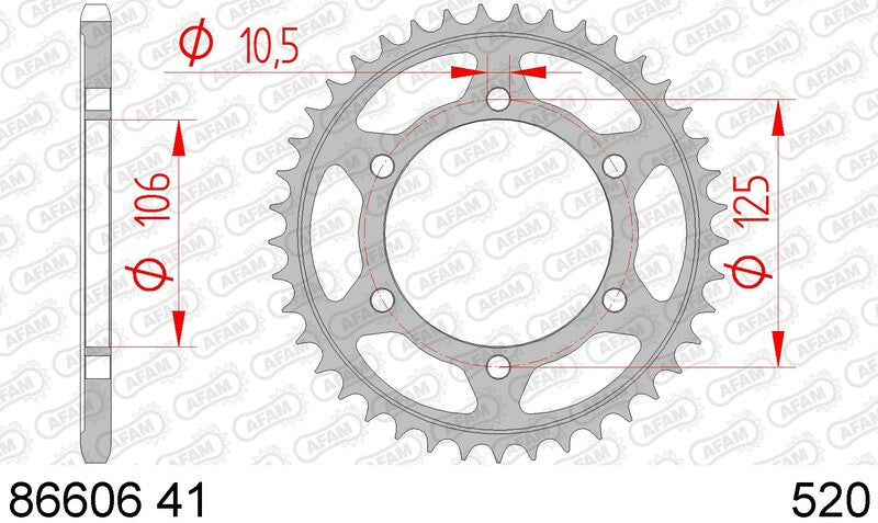 AFAM Steel Standard Heck -Kettenrad 86606 - 520