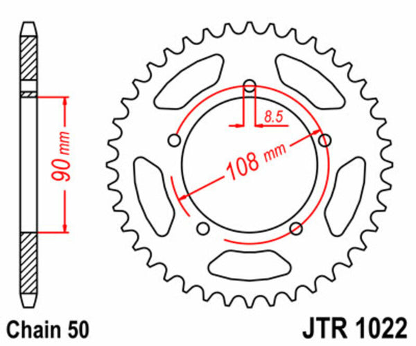 JT -Sprock -Stahlstandard -Heck -Kettenrad 1022 - 530 JTR1022.40