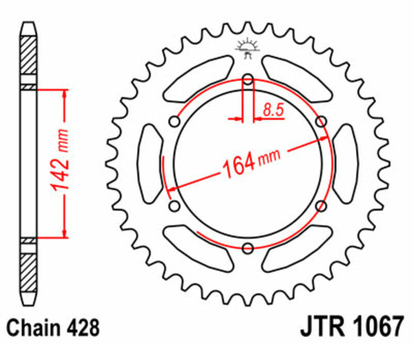 JT -Sprock -Stahlstandard -Heckrad 1067 - 428 JTR1067.52