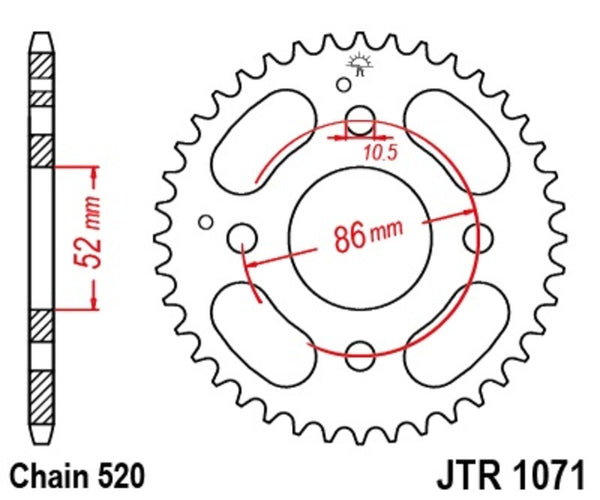 JT Sprock's Steel Standard Rear Sprock 1071 - 520 JTR1071.30