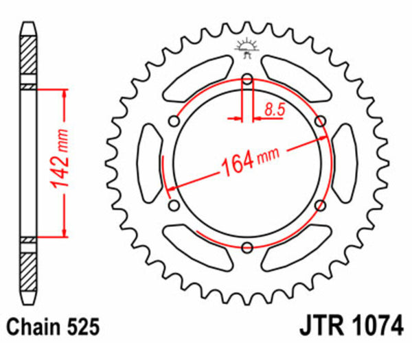 JT -Sprock -Stahlstandard -Heckrad 1074 - 525 JTR1074.44