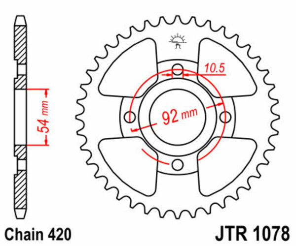 JT -Sprock -Stahlstandard -Hinterrad 1078 - 420 JTR1078.47