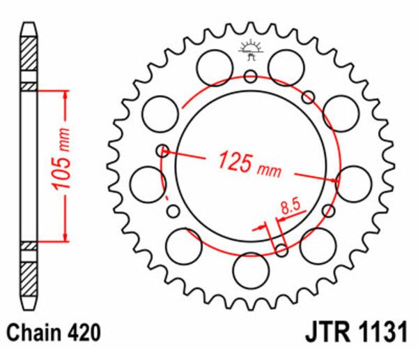 JT -Sprock -Stahlstandard -Heck -Kettenrad 1131 - 420 JTR1131.52