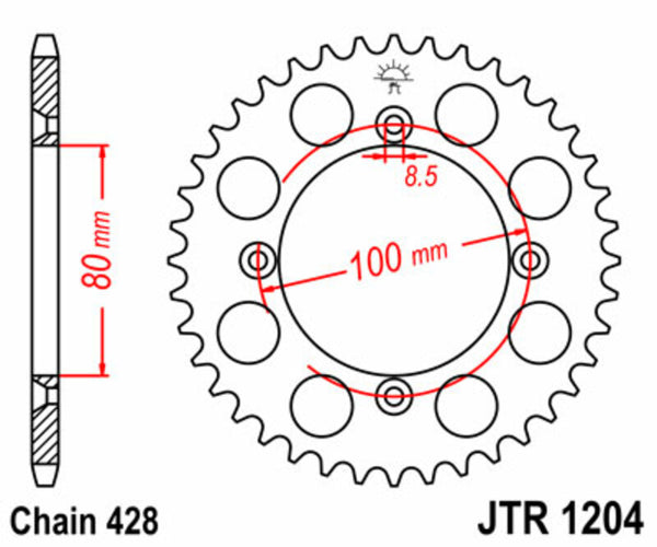 JT Sprock's Steel Standard Rear Sprock 1204 - 428 JTR1204.50
