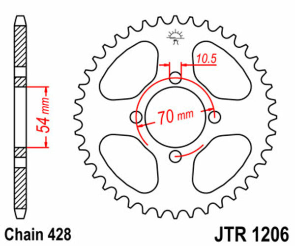 JT -Sprock -Stahlstandard -Heckrad 1206 - 428 JTR1206.42
