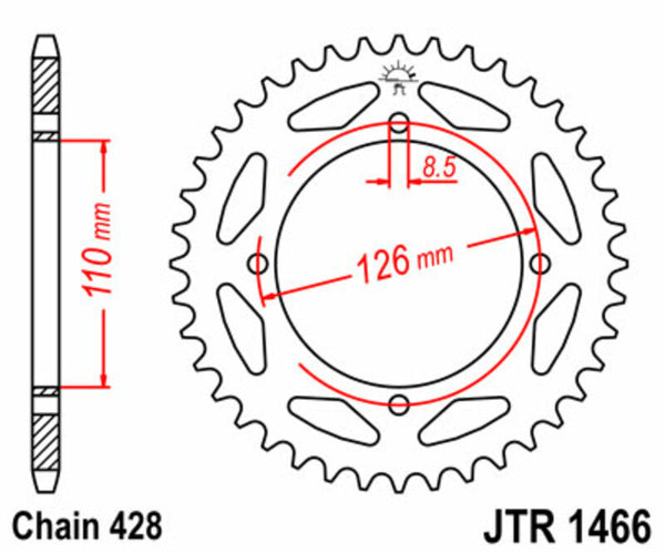 JT -Sprock -Stahlstandard -Heckrad 1466 - 428 JTR1466.47