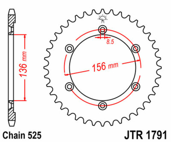 JT -Sprock -Stahlstandard -Hinterrad 1791 - 525 JTR1791.43