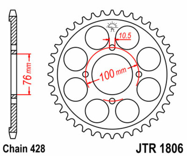 JT -Sprock -Stahlstandard -Heckrad 1806 - 428 JTR1806.47