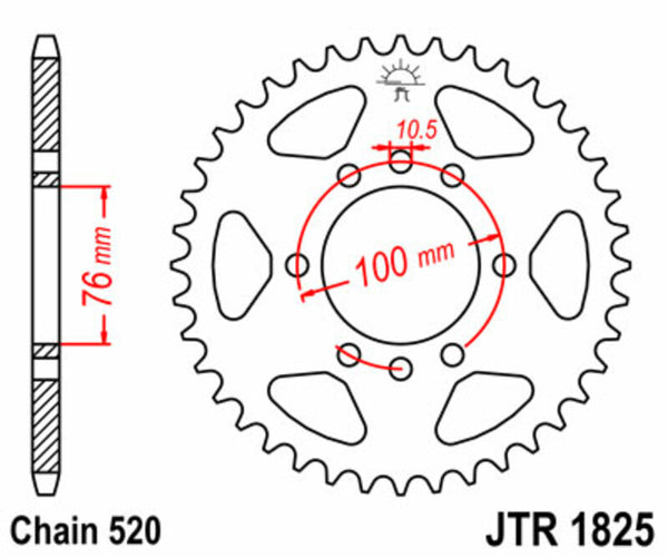 JT -Sprock -Stahlstandard -Heckrad 1825 - 520 JTR1825.45