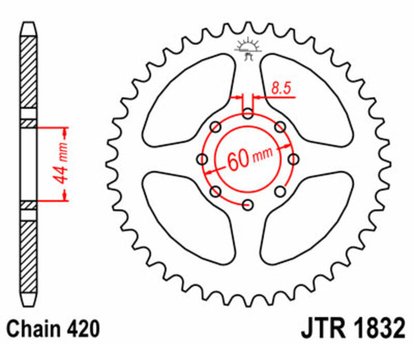 JT Sprock's Steel Standard Reach -Kettenrad 1832 - 420 JTR1832.52