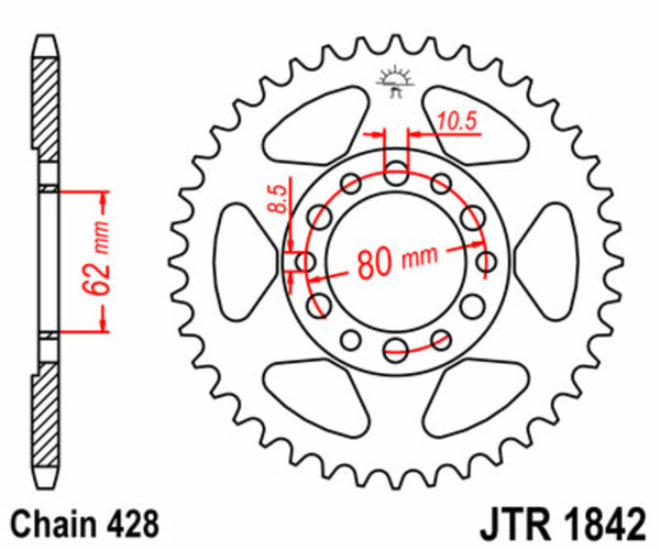 JT -Sprock -Stahlstandard -Heckrad 1842 - 428 JTR1842.50