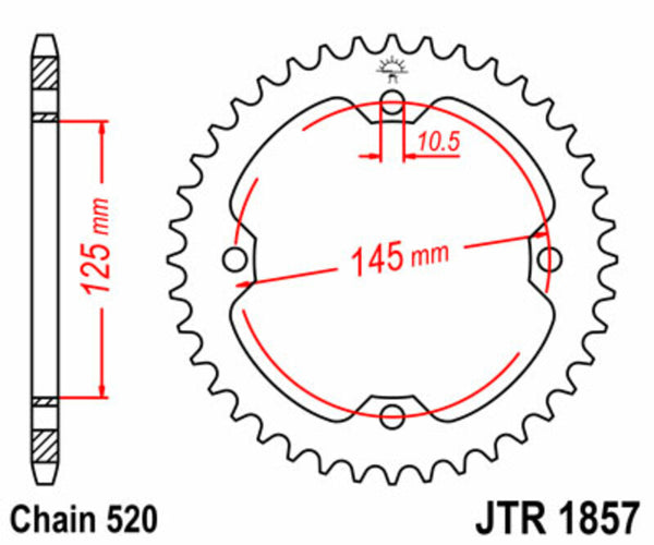 JT -Sprock -Stahlstandard -Heckrad 1857 - 520 JTR1857.45