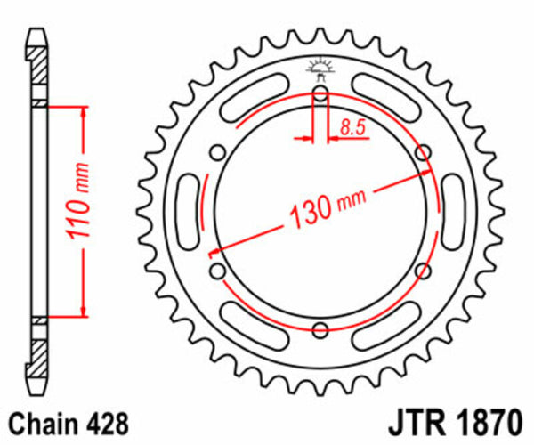 JT -Sprock -Stahlstandard -Heckrad 1870 - 428 JTR1870.44