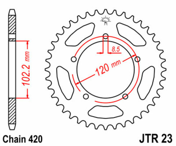 JT -Sprock -Stahlstandard -Heckrad 23 - 420 JTR23.47