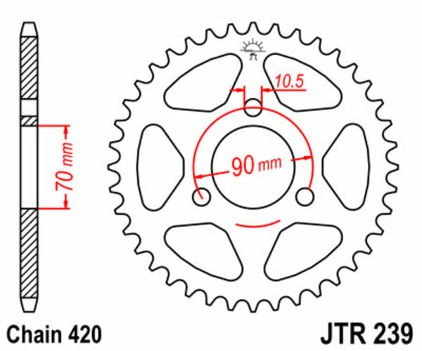 JT -Sprock -Stahlstandard -Heckrad 239 - 420 JTR239.45