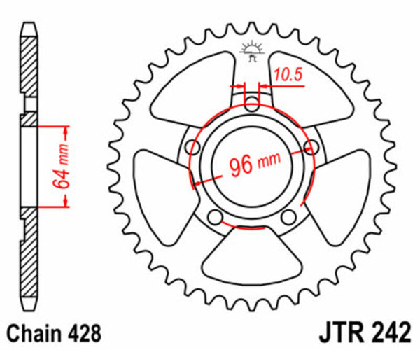 JT -Sprock -Stahlstandard -Heckrad 242 - 428 JTR242.53