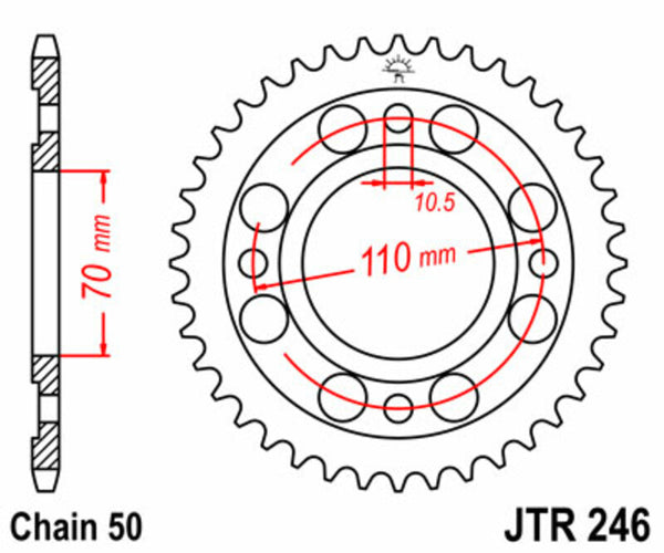 JT -Sprock -Stahlstandard -Heckrad 246 - 530 JTR246.41