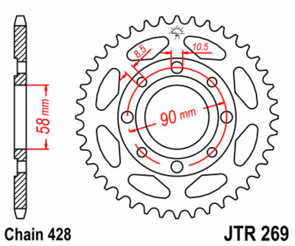 JT Sprock's Steel Standard Rear Sprock 269 - 428 JTR269.44