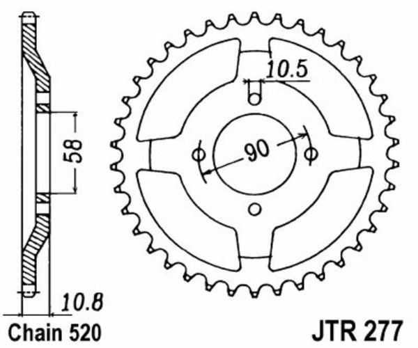 JT -Sprock -Stahlstandard -Hinterrad 277 - 520 JTR277.45