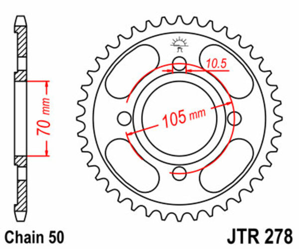 JT -Sprock -Stahlstandard -Heckrad 278 - 530 JTR278.38