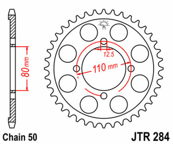 JT -Sprock -Stahlstandard -Heckrad 284 - 530 JTR284.38