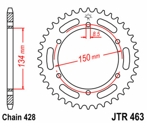 JT -Sprock -Stahlstandard -Heckrad 463 - 428 JTR463.48