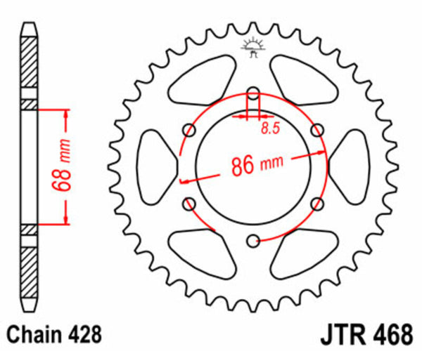 JT -Sprock -Stahlstandard -Heckrad 468 - 428 JTR468.46
