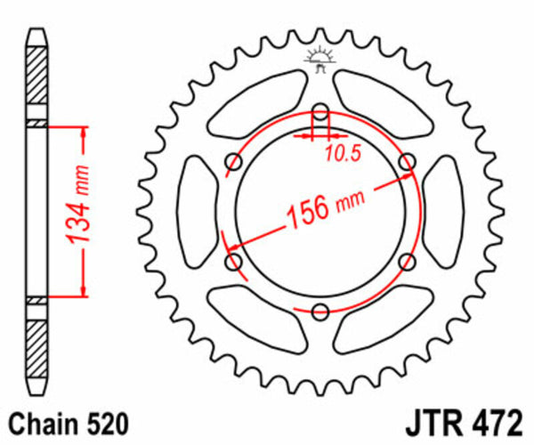 JT -Sprock -Stahlstandard -Heckrad 472 - 520 JTR472.40