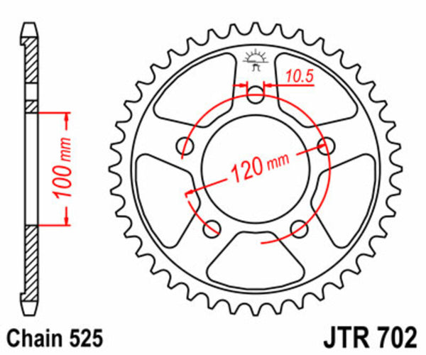 JT Sprock's Steel Standard Rear Sprock 702 - 525 JTR702.42