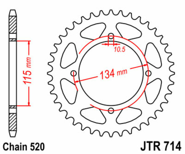 JT -Sprock -Stahlstandard -Heckrad 714 - 520 JTR714.50
