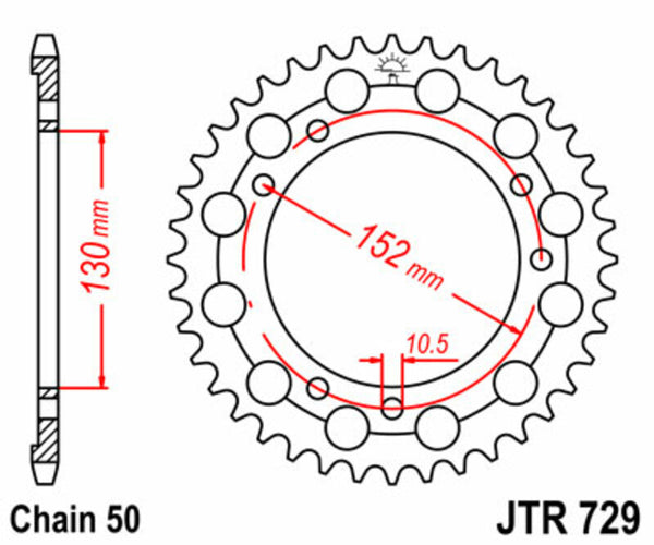 JT -Sprock -Stahlstandard -Heck -Kettenrad 729 - 530 JTR729.46
