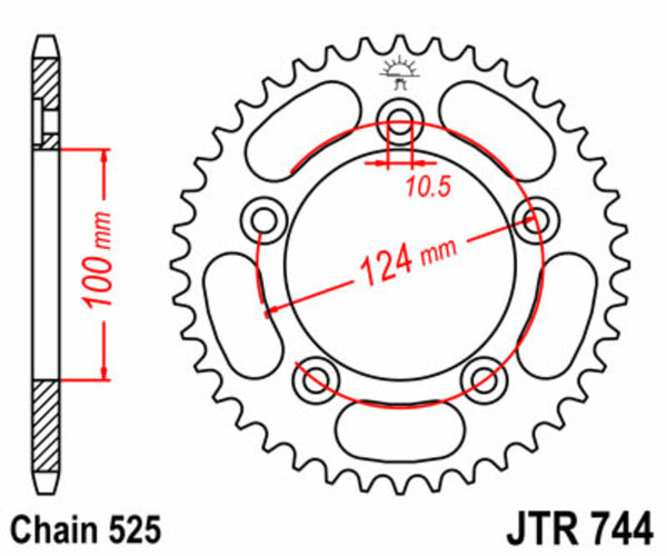 JT Sprock's Steel Standard Rear Sprock 744 - 525 JTR744.39