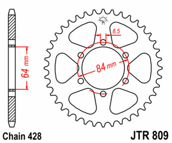 JT Sprock's Steel Standard Rear Sprock 809 - 428 JTR809.47