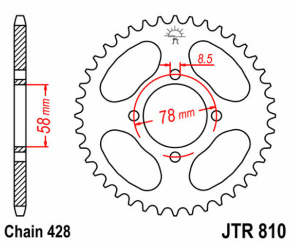 JT Sprock's Steel Standard Rear Sprock 810 - 428 JTR810.41