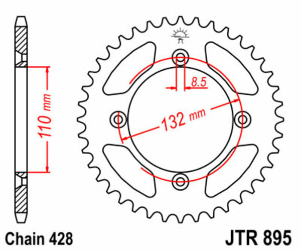 JT -Sprock -Stahlstandard -Hinterrad 895 - 428 JTR895.49