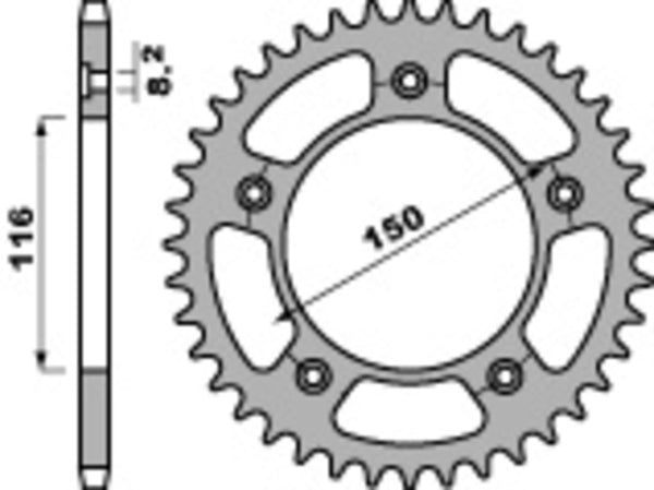 PBR -Standard C45 Stahl hinteren Kettenrad 4329 - 520 4329 42 C45