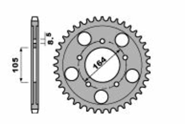 PBR -Standard C45 Stahl hinteren Kettenrad 4557 - 525 4557 48 C45
