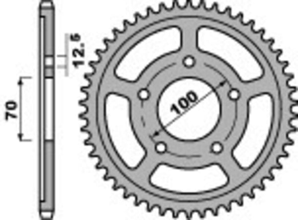 PBR -Standard C45 Stahl hinteren Kettenrad 4646 - 525 4646 45 C45