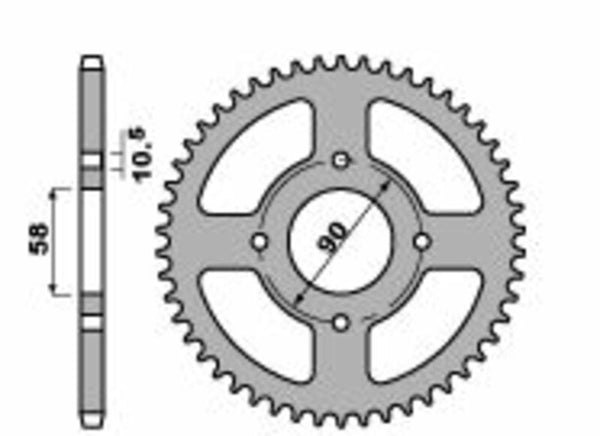 PBR -Standard C45 Stahl hinteren Kettenrad 4668 - 520 4668 45 C45