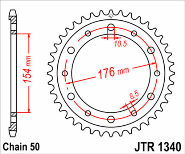 JT -Sprock -Stahlstandard -Heckrad 1340 - 530 JTR1340.44